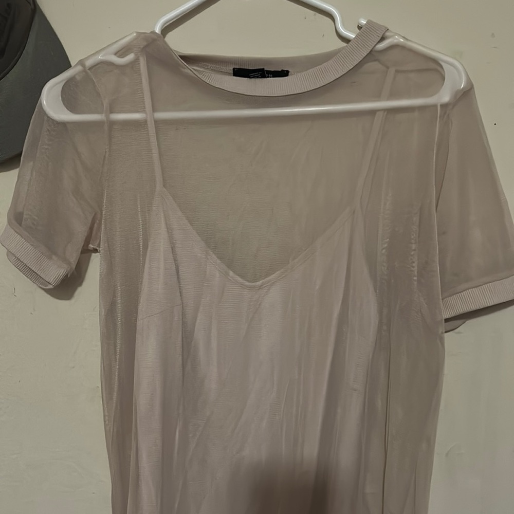 Tan maxi see through with tank top under forever 21 short sleeve